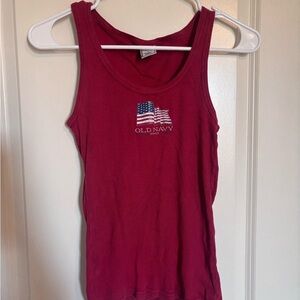Vintage Old Navy Flag Tank Top 2004 Women's Red Tank Top